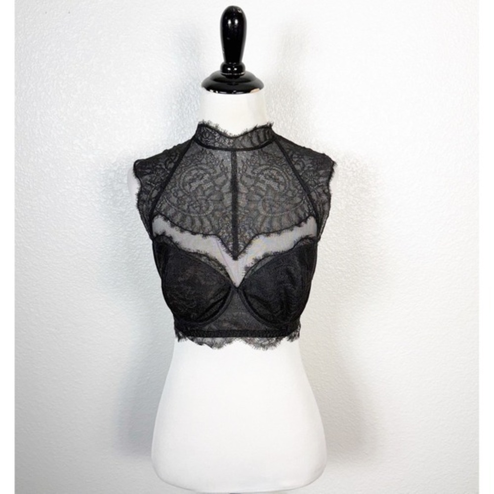 Victorias‎ Secret Size 32DD Goth Ethereal Black Dream Angels High Neck Bra Top